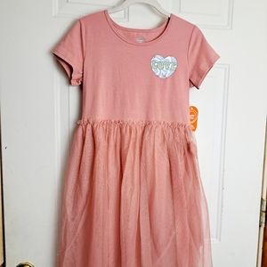 Wonder Nation Girls Love Tutu Brown Plus Size Dress  Size XL (14-16)